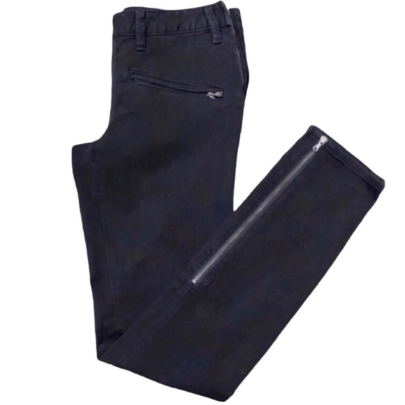 𝅺TORY Burch Super Skinny Zipper Moto Jeans 27 Black - Picture 1 of 11